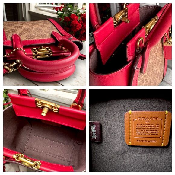 🍎 Coach 1941 Troupe Tote 16 in Signature Canvas & 1941 Red / Brass MSRP $425 - Picture 13 of 16